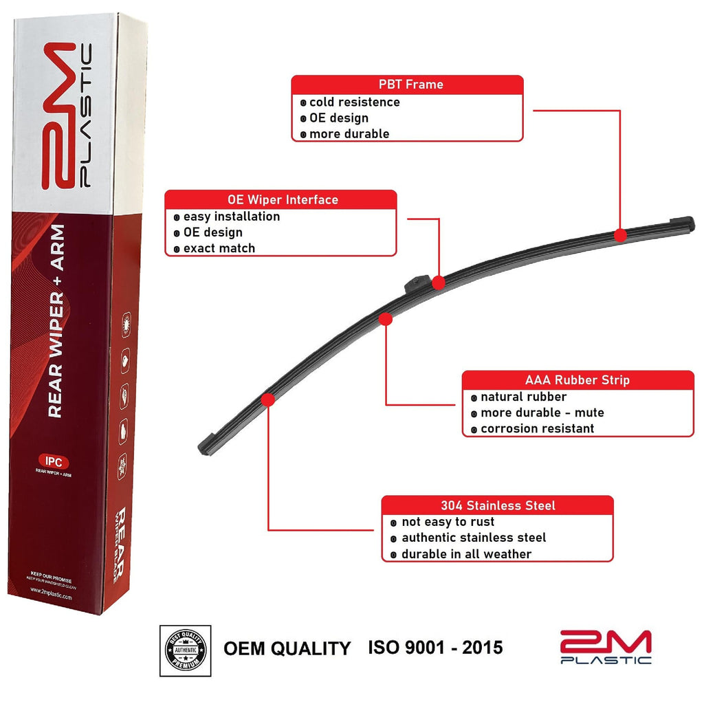 2M PLASTIC Rear Wiper Arm & Blade Fits For BMW X1 2023-2025 OE Quality All-Season