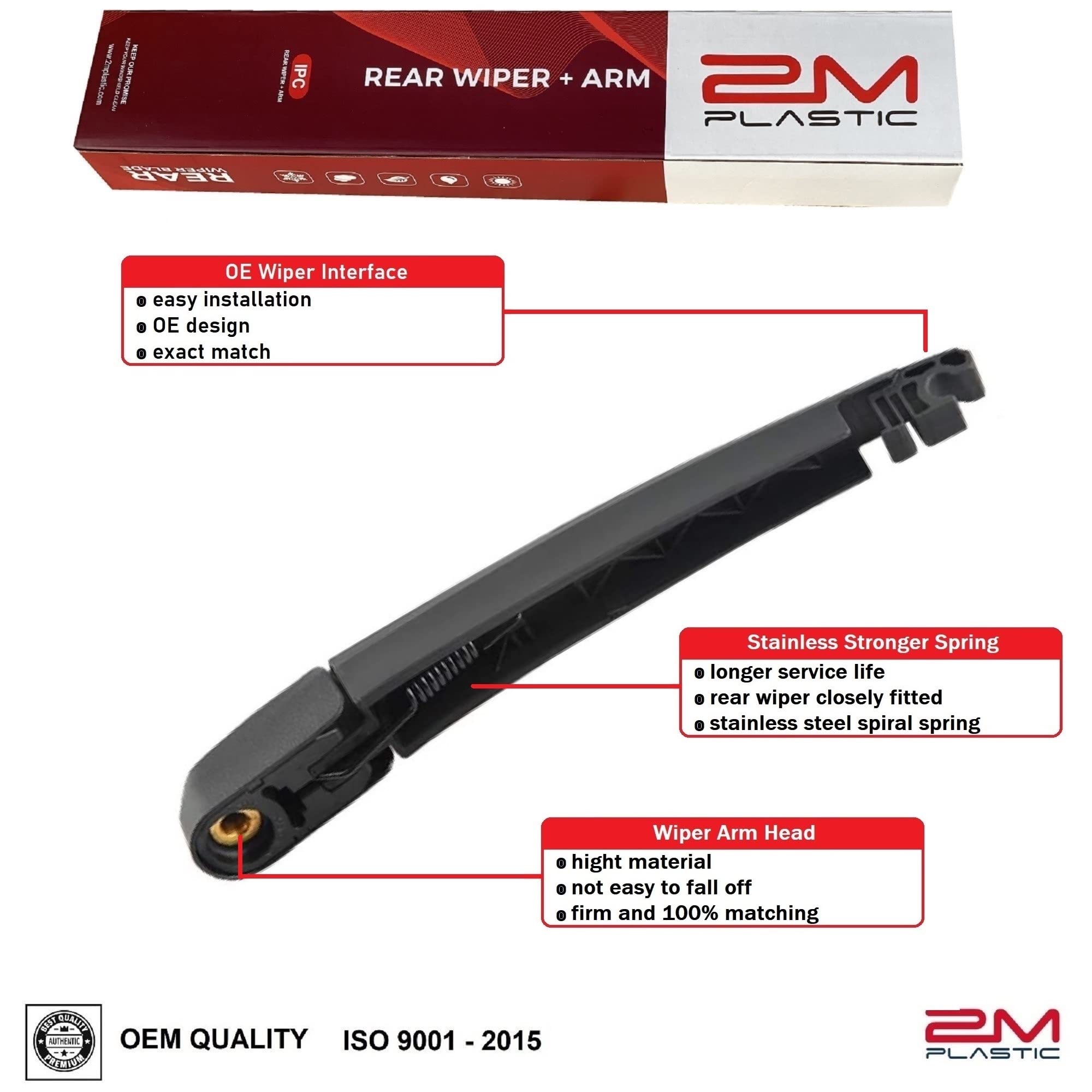 2M PLASTIC Rear Wiper Arm Blade Factory OEM Style Replacement For MAZDA 5 2006-2013