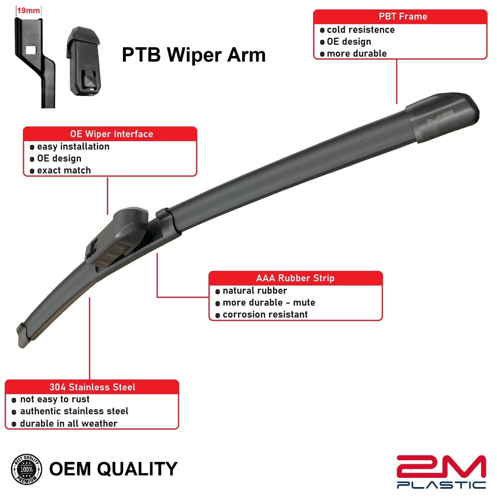 Front Wiper Blades For Chevy CRUZE HATCH 28" 24" 2017-2019 Premium All-Season OEM Quality 2M PLASTIC (FRONT CHEVY CRUZE 2017-2019)