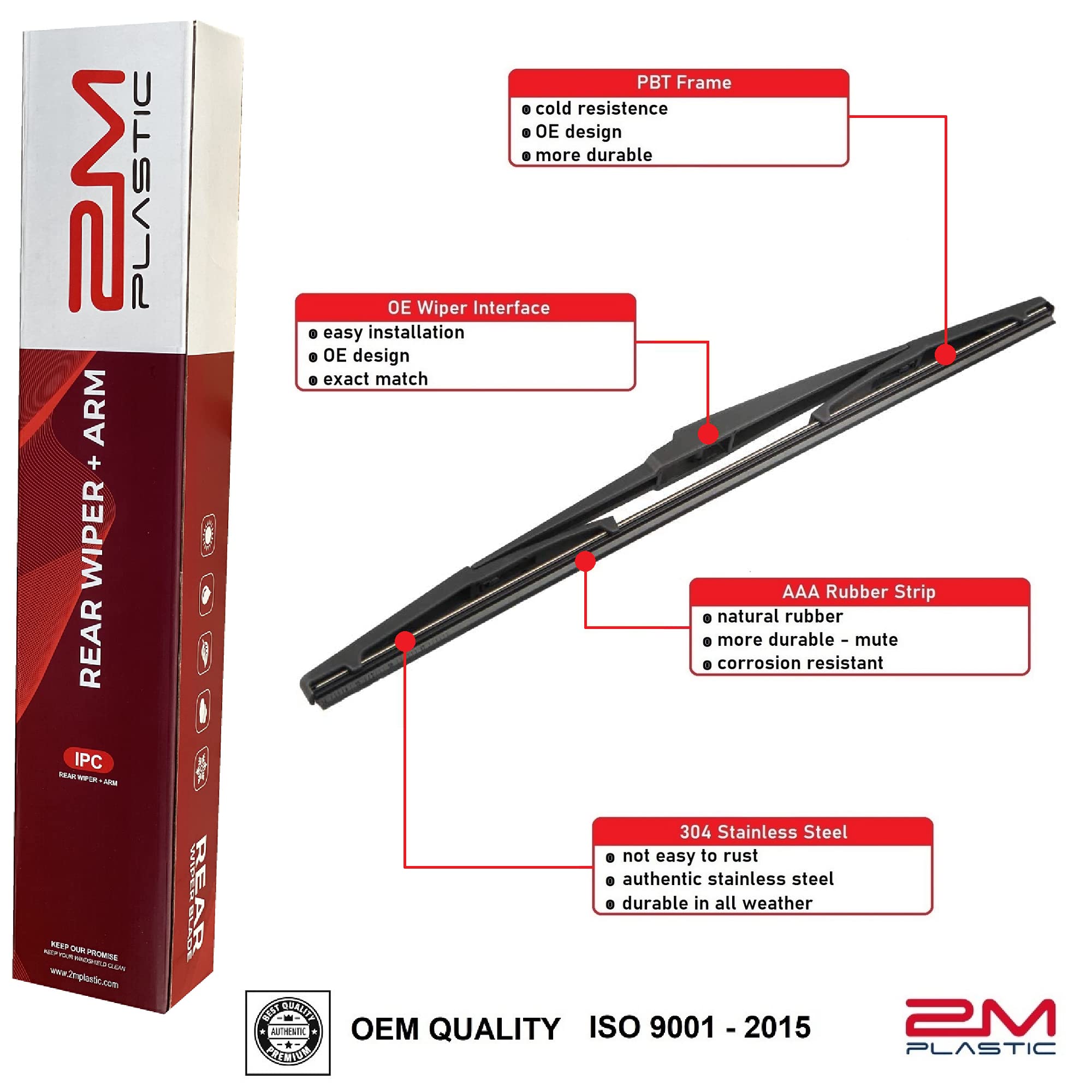 2M PLASTIC Rear Wiper Arm Blade Factory OEM Style Replacement For MAZDA 5 2006-2013